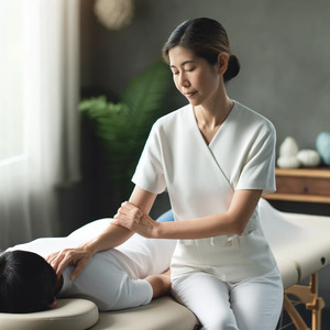 Instructor demonstrating proper massage posture